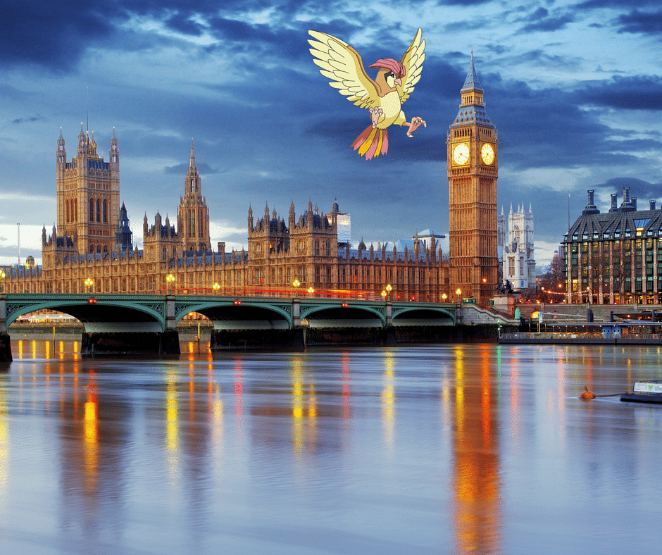 Pidgeotto at the Big Ben in UK