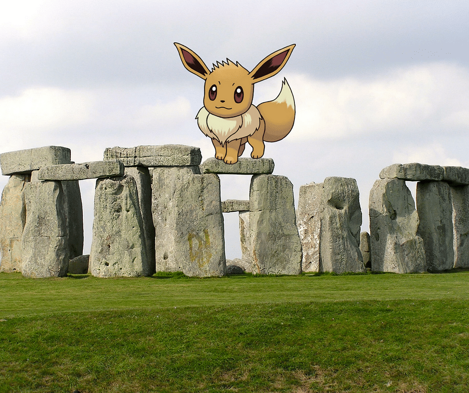 Eevee on Stonehedge in London