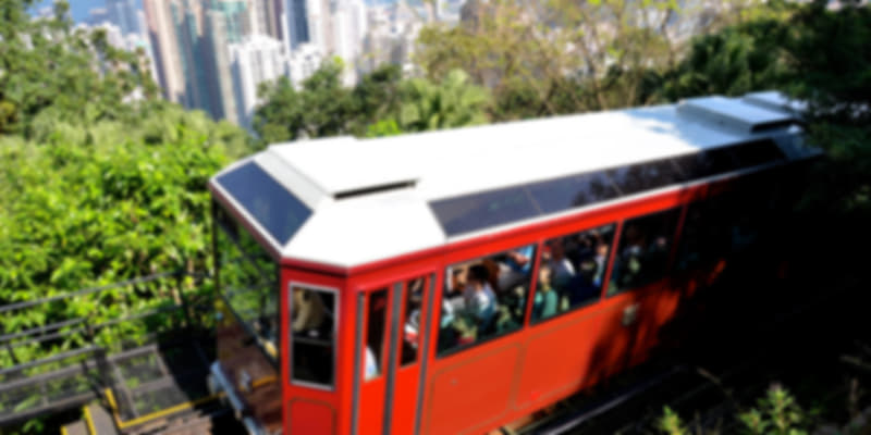 Tram ride to Victoria Peak in Hong Kong