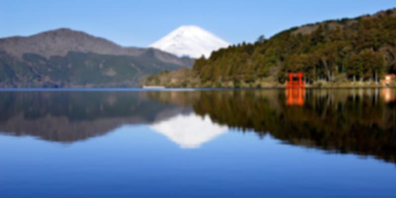 mount fuji from lake ashi