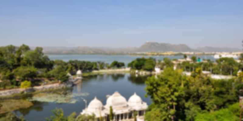 Scenic beautiful view of Udaipur city in India