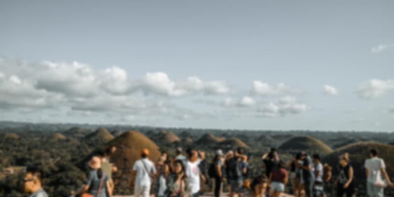 People witnessing the Chocolate hills