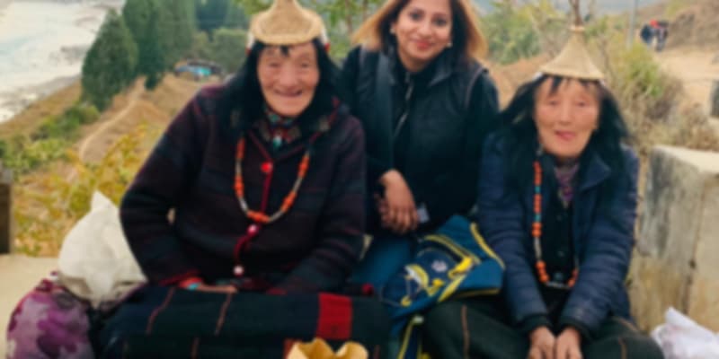 With the ladies during my solo trip to Bhutan