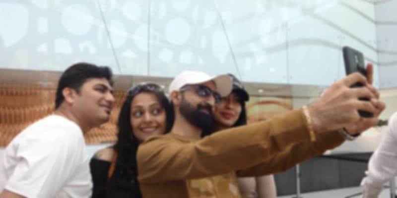 A group of people taking a selfie in Dubai