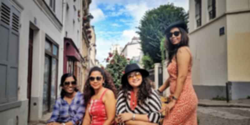 A picture of four girls on their trip to Europe