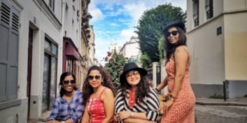 A picture of four girls on their trip to Europe