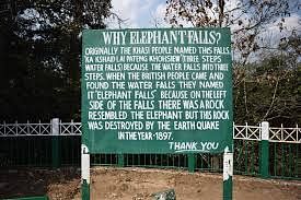 A picture that explains the reason behind the name of Elephant Falls in Shillong