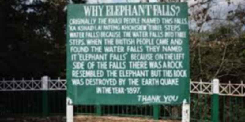 A picture that explains the reason behind the name of Elephant Falls in Shillong