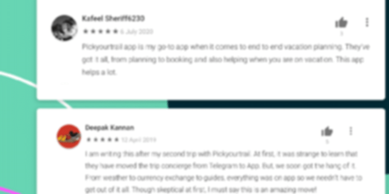 Customer revies about our Travel App