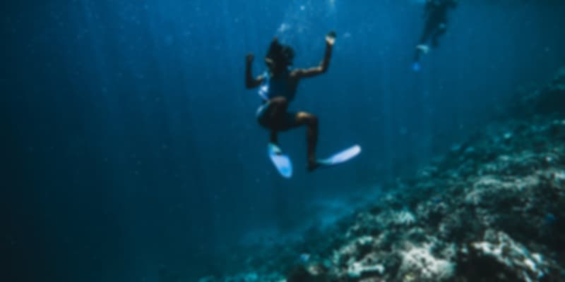 A picture of a girl diving into the waters