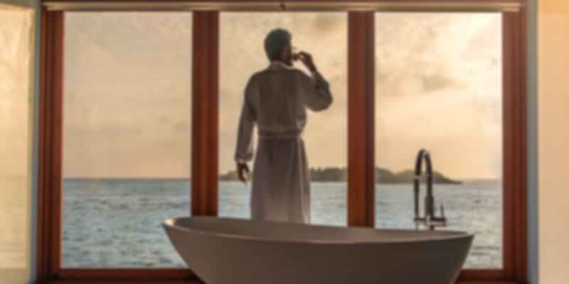A man relaxing in the Maldives
