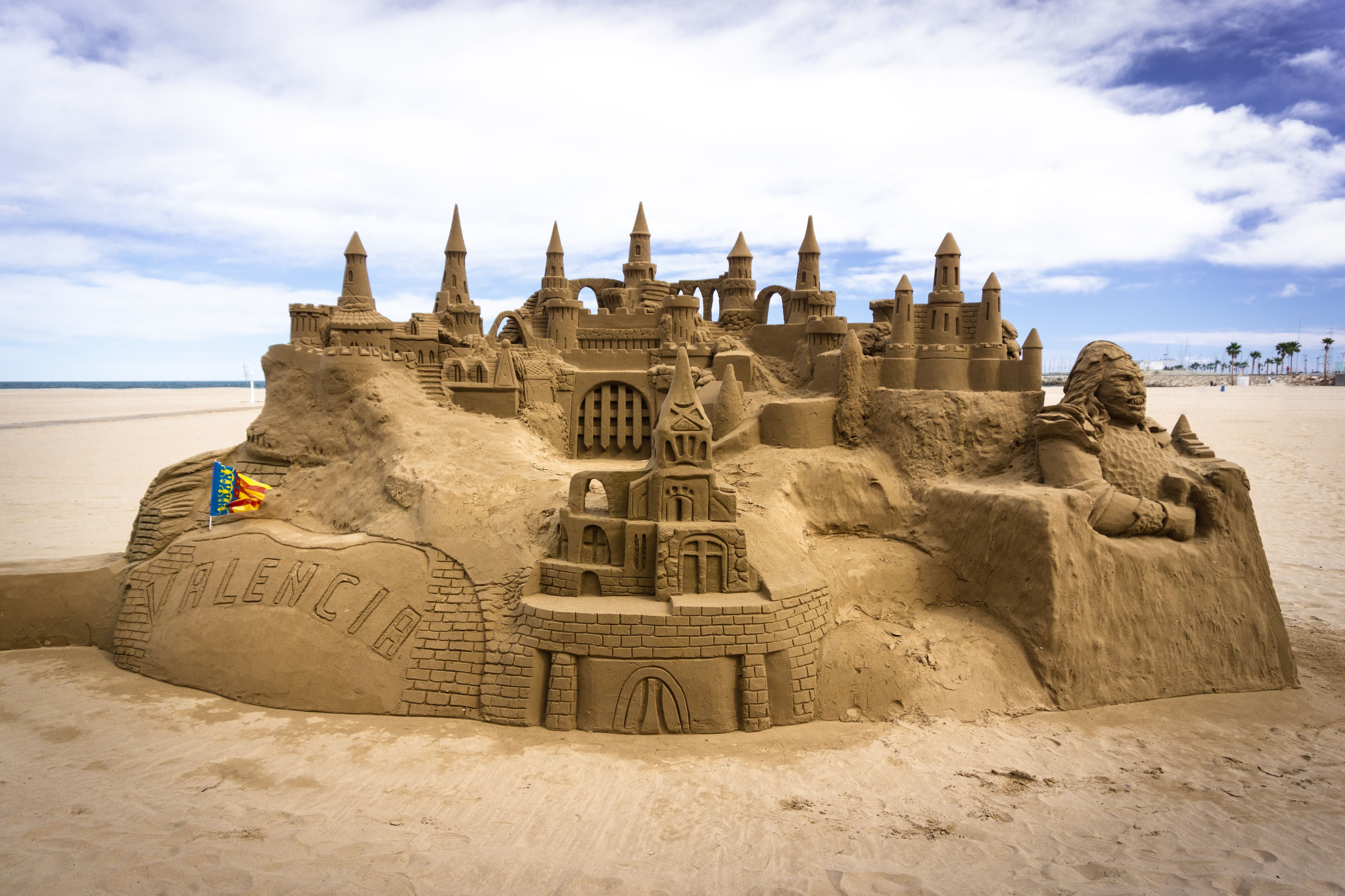 Giant sand castle, Valencia, Spain, Beaches 