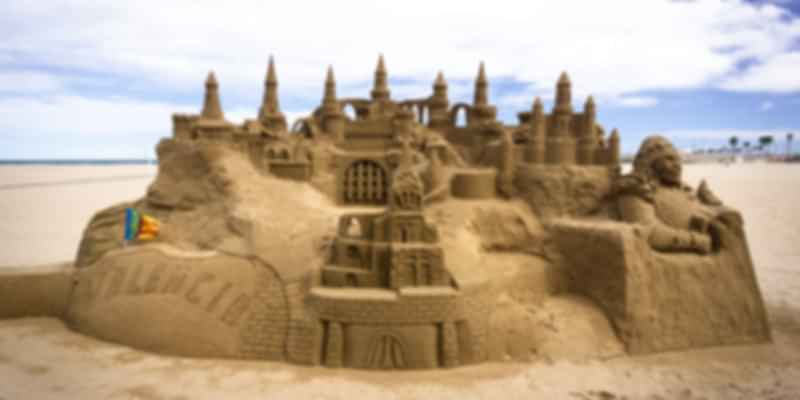 Giant sand castle, Valencia, Spain, Beaches