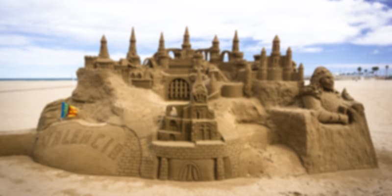 Giant sand castle, Valencia, Spain, Beaches