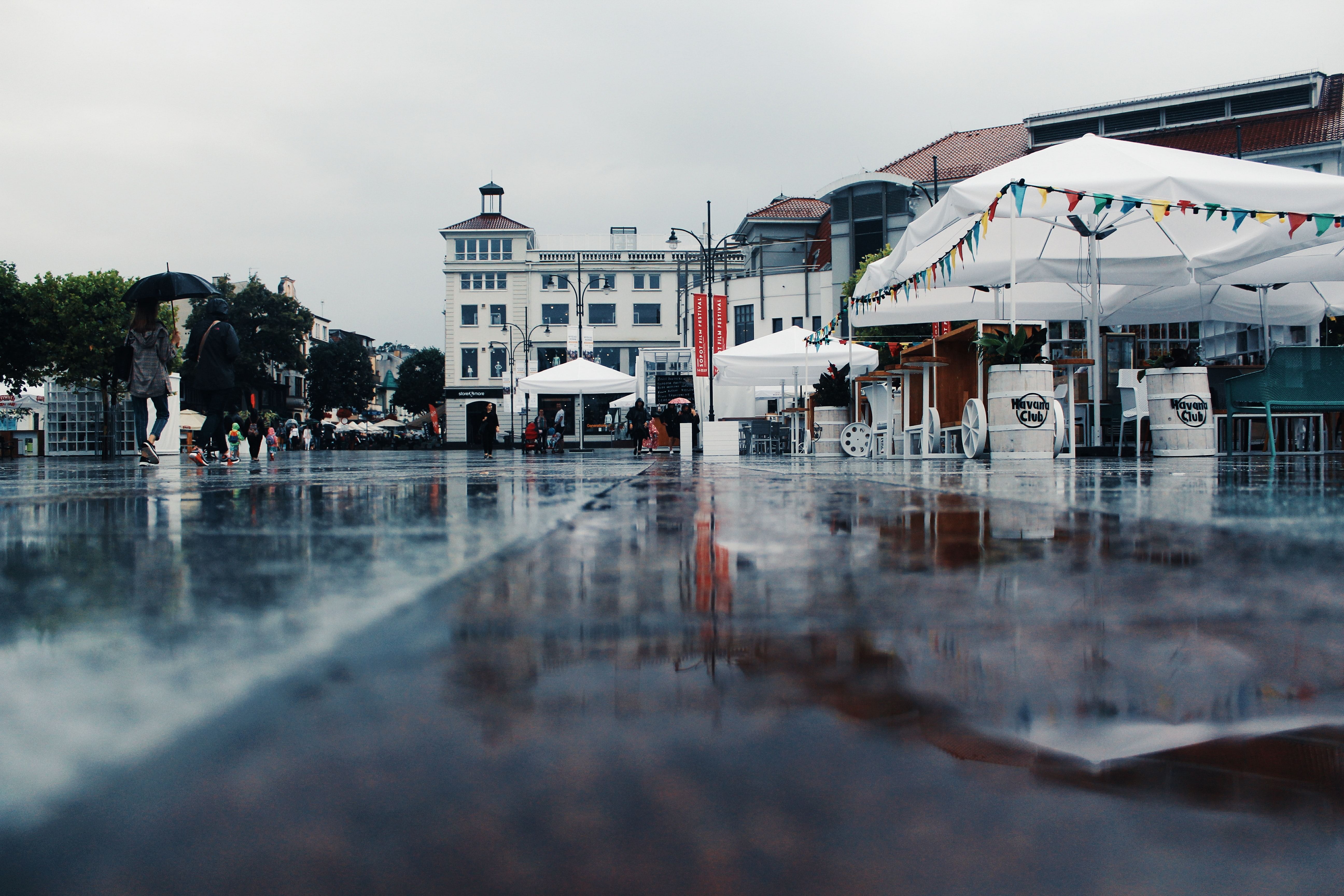 Rain showers in Germany in February