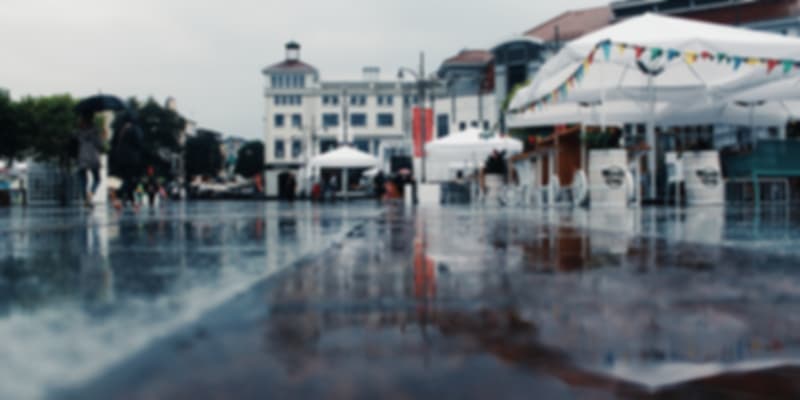Rain showers in Germany in February