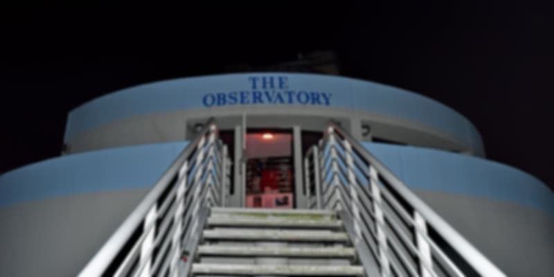 Stairway entrance to The Observatory at Science Centre Singapore, night view