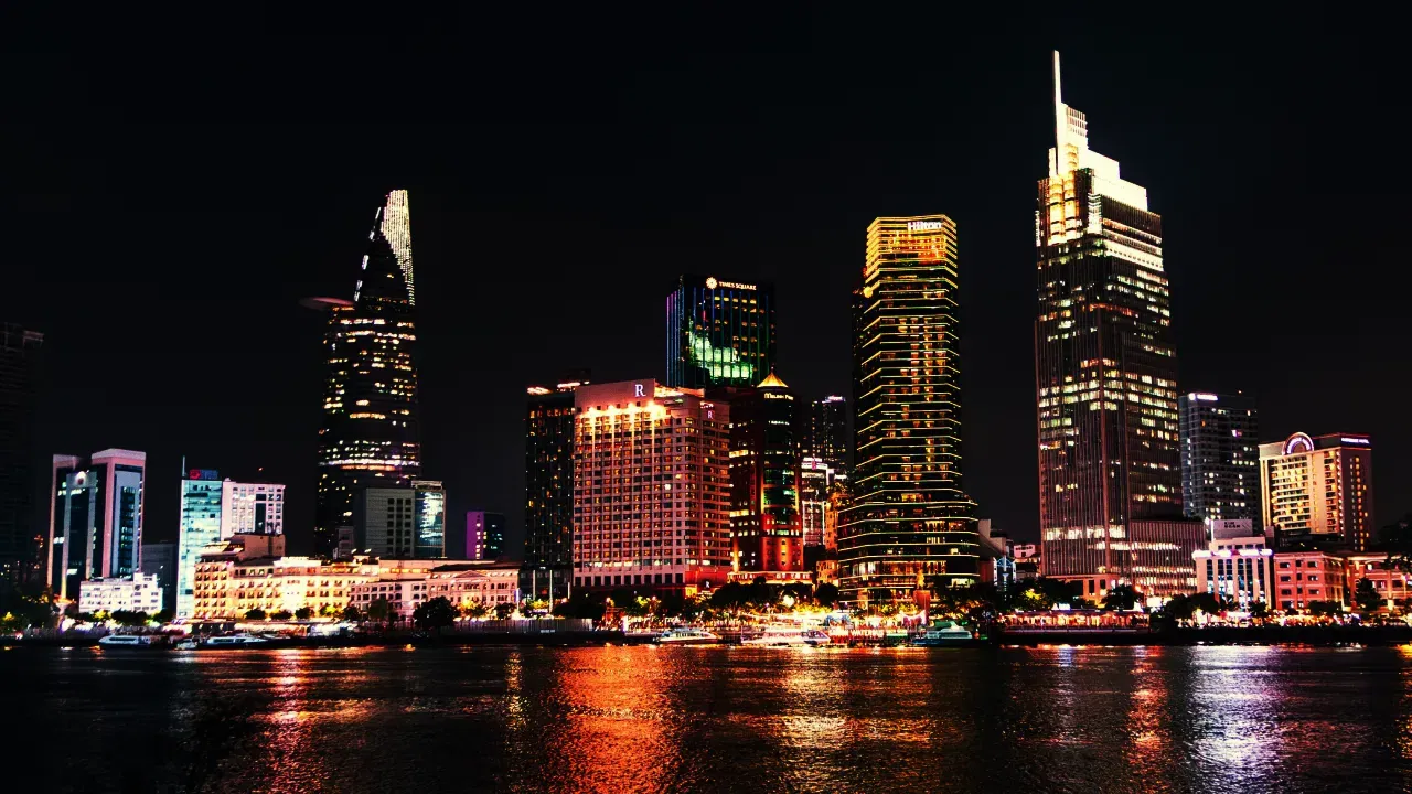 Explore the Night time Skyline of Ho Chi Minh City, Vietnam