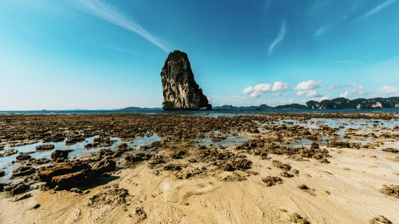 Scenic View of Krabi's Rocky Beach in Thailand