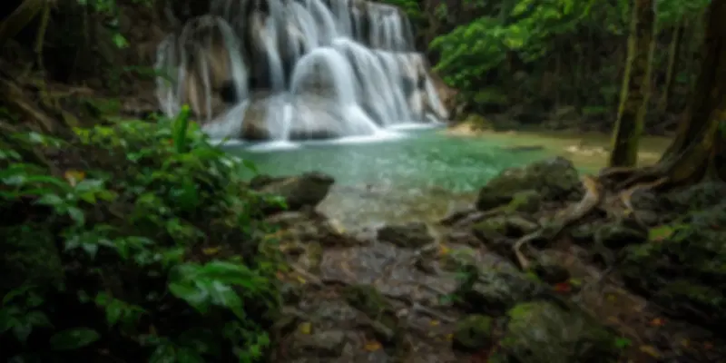 Kanchanaburi: Scenic view of waterfall
