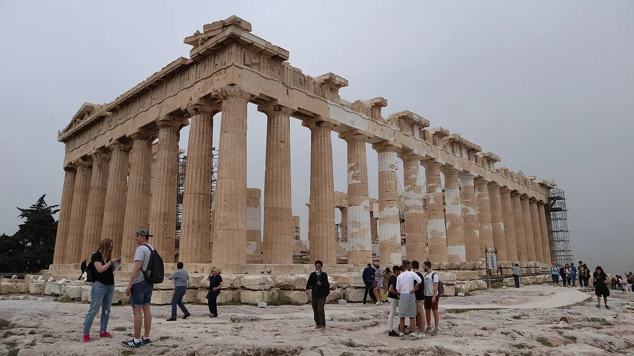 Parthenon of Athens atop the Acropolis overlooking the city of Athens