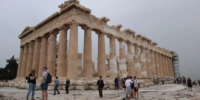 Parthenon of Athens atop the Acropolis overlooking the city of Athens