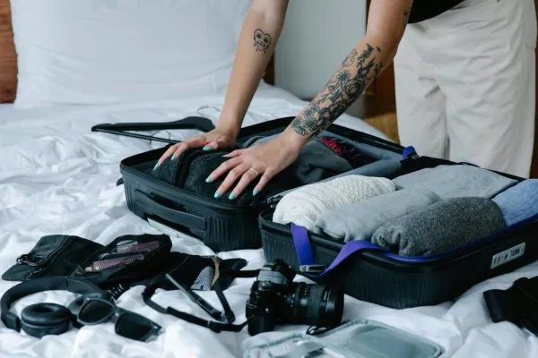 A person packing for trip to Iceland in April