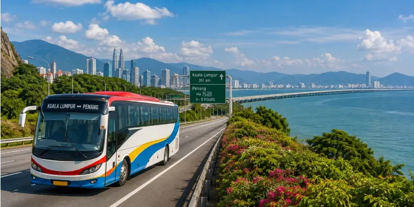 The most budget-friendly way to cover the Penang to Kuala Lumpur distance is by Bus