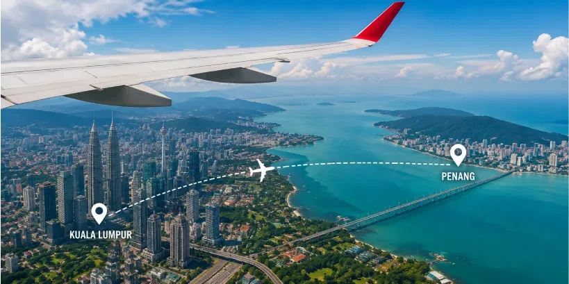 Kuala Lumpur to Penang distance by flight is the fastest option