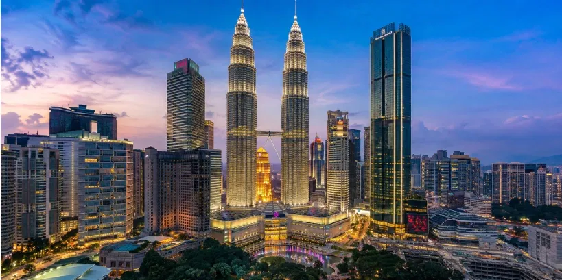 The evening view of Kuala Lumpur City Centre