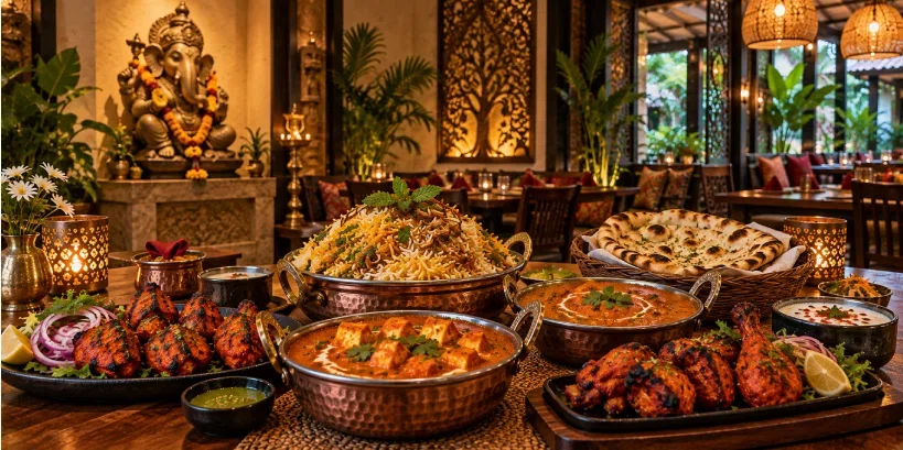 Biryani, paneer dishes, chicken tikka and tandoori dishes at Ganesha Ek Sanskriti in Bali