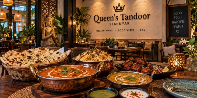 Indian food at Queen’s Tandoor Seminyak, one of the popular Indian restaurants in Bali